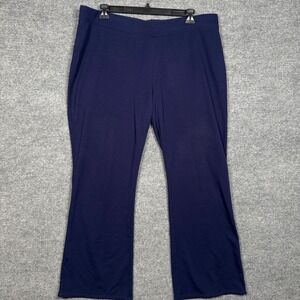Coldwater Creek Womens Plus Size 1X 18 Pants Navy Blue Pull On Stretch Office
